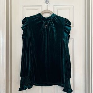 Luxurious Velvet Emerald Blouse